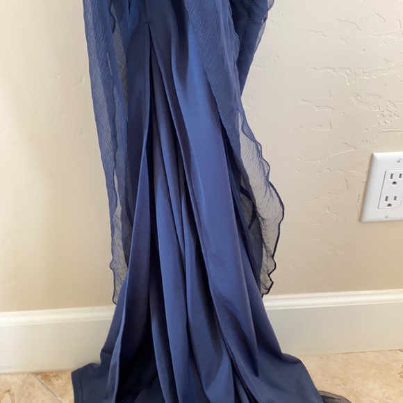 Tadashi Shoji Navy Silk Beaded Gown - Picture 11 of 11